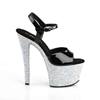 Pleaser - SKY309LG Sandale à bride à la cheville, Pole dance chaussures - Chaussures de pole dance - Noir/Couleur argent Product image
